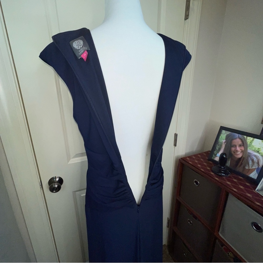 Vince Camuto Navy Blue Maxi Dress with Ruched Waist - Picture 11 of 16